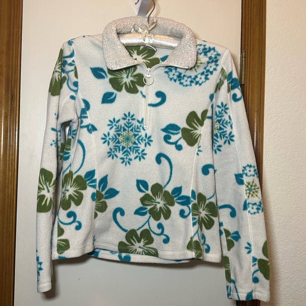 Old Navy Floral and Snowflake Sherpa Quarter Zip